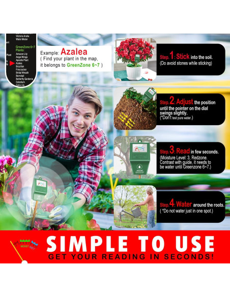 Medidor de Humedad del Suelo Antonki 2 Pack - Sin Batería