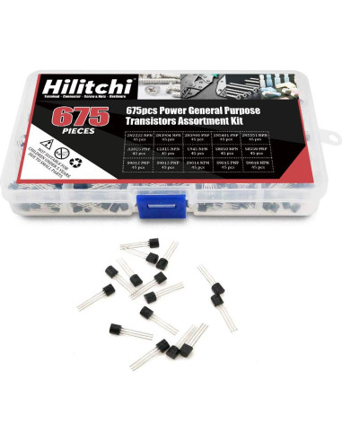 Kit de Transistores Hilitchi 675 Piezas NPN PNP 15 Modelos
