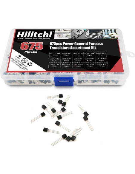 Kit de Transistores Hilitchi 675 Piezas NPN PNP 15 Modelos