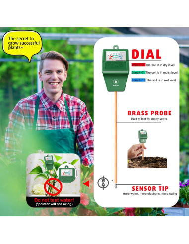 Medidor de Humedad del Suelo Antonki 2 Pack - Sin Batería