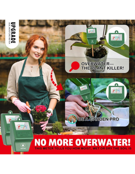 Medidor de Humedad del Suelo Antonki 2 Pack - Sin Batería