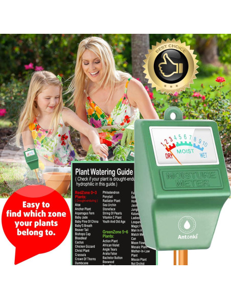 Medidor de Humedad del Suelo Antonki 2 Pack - Sin Batería