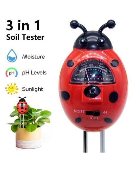 Medidor de Suelo 3-en-1 TopHomer pH, Humedad y Luz Jardín