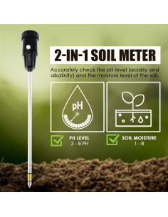 Medidor Digital de pH y Humedad del Suelo TEKCOPLUS 2 en 1 2