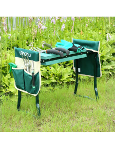Rodillo y Asiento de Jardín Ohuhu Verde 2-en-1 Plegable 2
