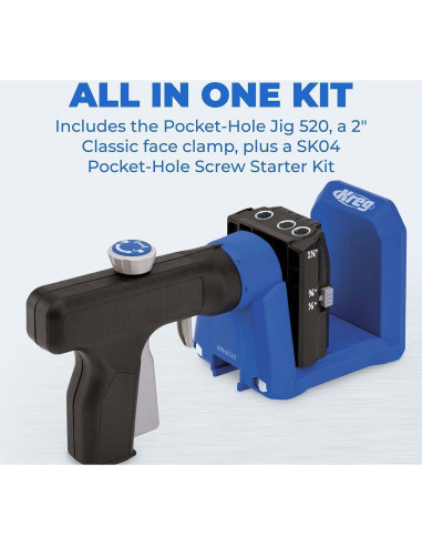 Kreg Pocket-Hole Jig 520PRO con Kit de Tornillos 260 Piezas