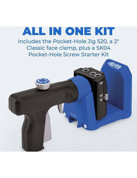 Kreg Pocket-Hole Jig 520PRO con Kit de Tornillos 260 Piezas