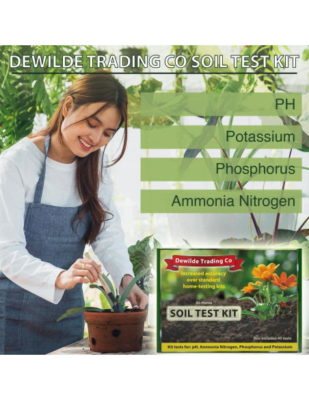 Kit de Prueba de Suelo 4 en 1 Dewilde - 40 Pruebas pH/N/P/K