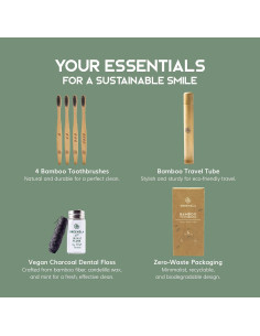 Cepillos de Dientes de Bambú Greenzla, Paquete de 4 Unidades 2