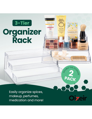 Estante de Especias Oizeir Acrílico 3 Niveles 26.4x10.2 cm
