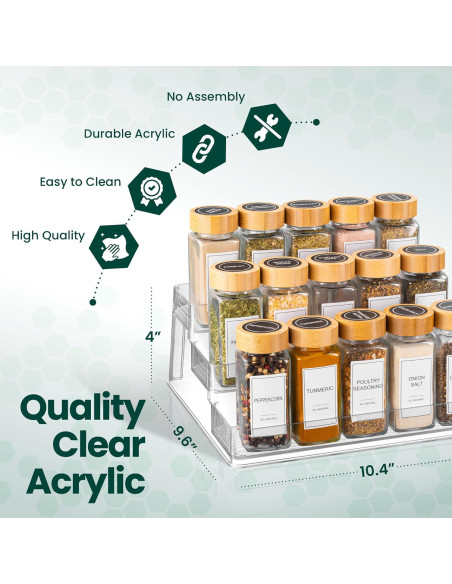 Estante de Especias Oizeir Acrílico 3 Niveles 26.4x10.2 cm