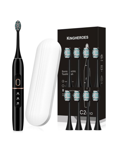 Cepillo de Dientes Eléctrico Kingheroes C2PRO Negro 8 Cabezas