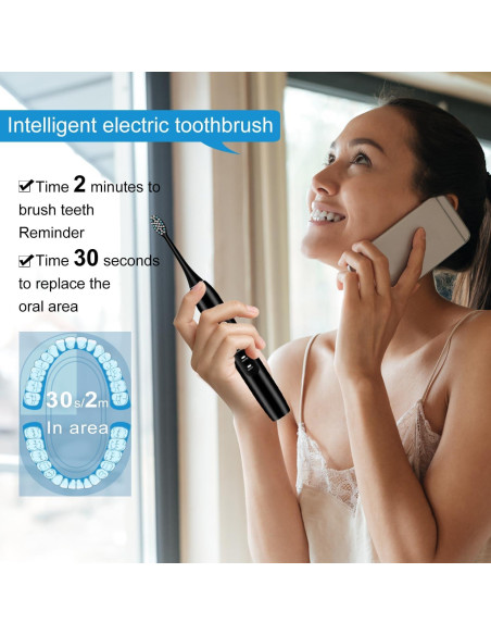 Cepillo de Dientes Eléctrico Kingheroes C2PRO Negro 8 Cabezas