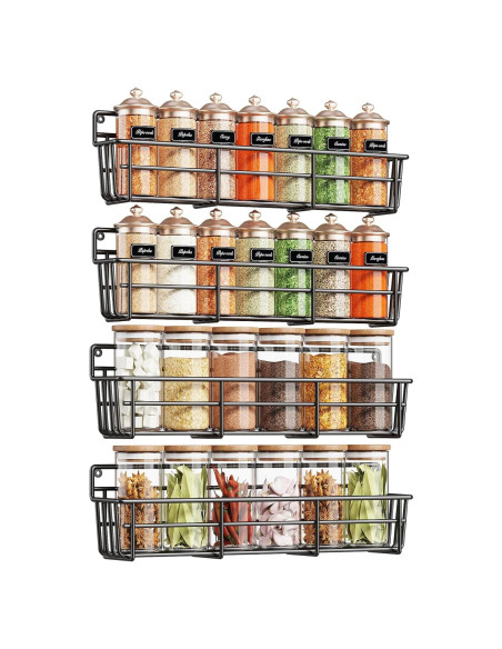 Organizador de Especias Colgante Mystozer 4 Estantes Negro