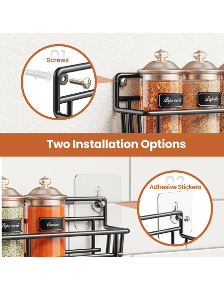 Organizador de Especias Colgante Mystozer 4 Estantes Negro