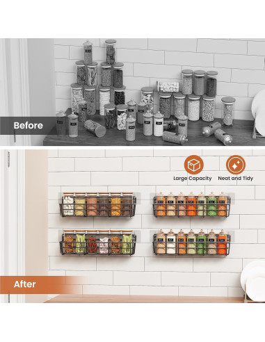 Organizador de Especias Colgante Mystozer 4 Estantes Negro