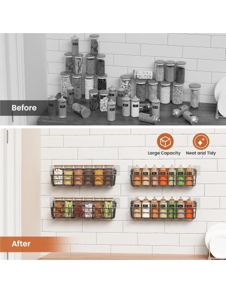 Organizador de Especias Colgante Mystozer 4 Estantes Negro