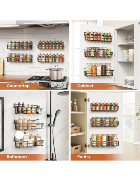 Organizador de Especias Colgante Mystozer 4 Estantes Negro