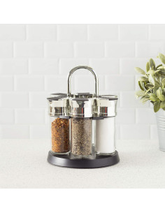 Estante de Especias Giratorio Home Basics 6 Piezas Vidrio 2
