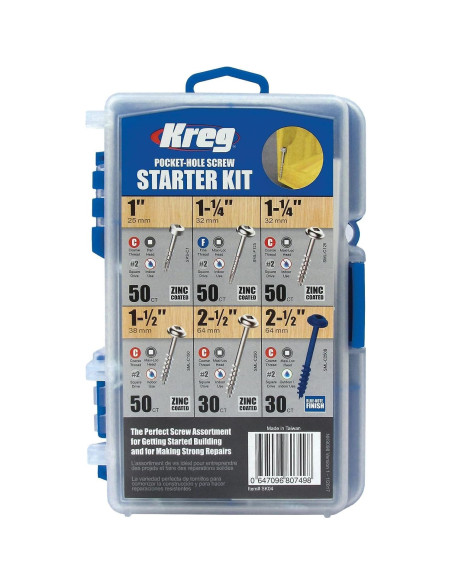 Kreg Pocket-Hole Jig 520PRO con Kit de Tornillos 260 Piezas