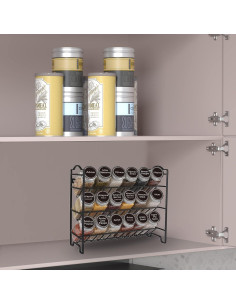 Organizador de Especias SWOMMOLY 18 Frascos Vidrio Negro 2