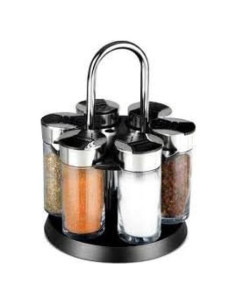 Soporte Giratorio de Especias Home Basics 6 Piezas Negro