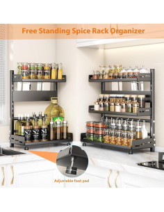 Estante de Especias VORA 3 Niveles Ajustable 40cm Negro 2