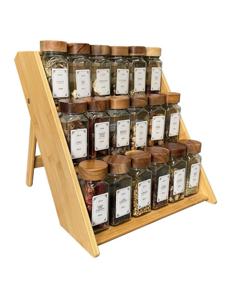 Organizador de especias Sholramo de bambú 3 niveles 30x30 cm