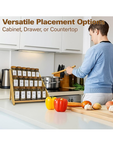 Organizador de especias Sholramo de bambú 3 niveles 30x30 cm