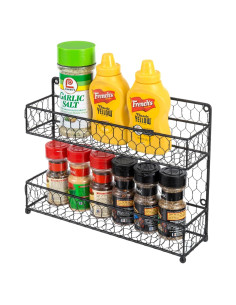 Estante de especias MyGift 2 niveles metal negro cocina