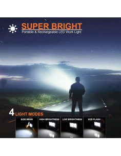 Luz de Trabajo LED FOSFIS 1500LM Recargable Impermeable 2Packs 2