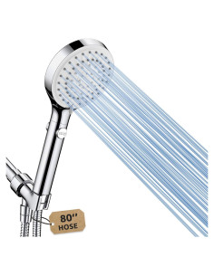 Cabezal de Ducha FASDUNT Cromo 6 Modos 80" Manguera