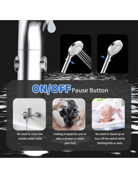 Cabezal de Ducha FASDUNT Cromo 6 Modos 80" Manguera