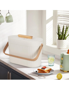 Cubo de Compostaje Yatmung 3.79L Bambú Crema Sin Olores 2