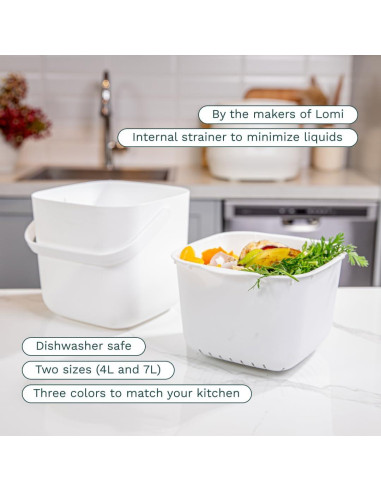 Lomi Compost Bin 4L Negro - Encimera Sin Olores Fácil Limpieza
