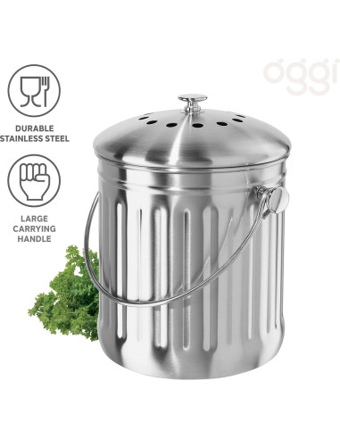 Cubo de Compostaje OGGI 3.8L Acero Inoxidable con Filtro
