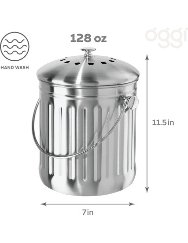 Cubo de Compostaje OGGI 3.8L Acero Inoxidable con Filtro