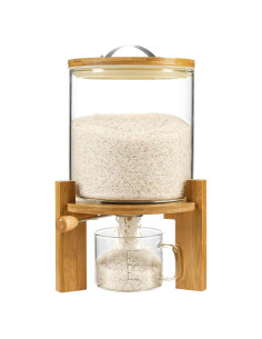 Dispensador de Arroz Vuinop 5L con Tapa de Bambú Hermética