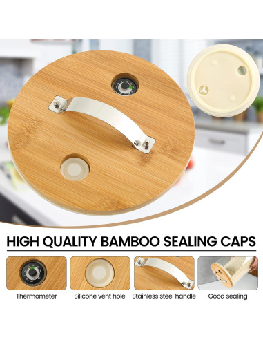 Dispensador de Arroz Vuinop 5L con Tapa de Bambú Hermética