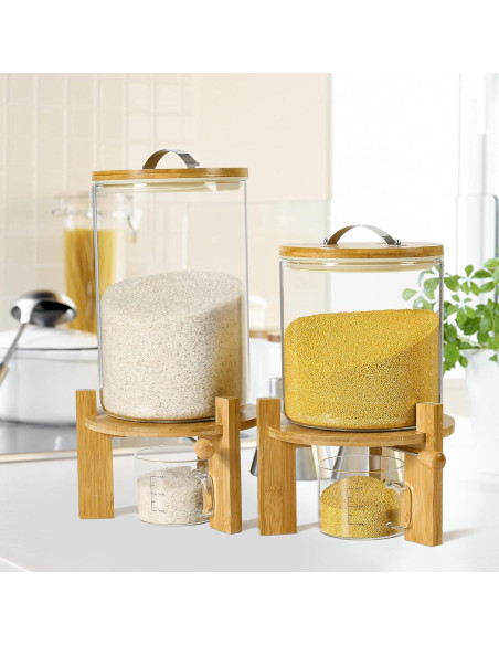 Dispensador de Arroz Vuinop 5L con Tapa de Bambú Hermética