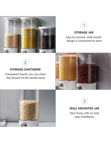 Dispensador de arroz Kichvoe 1L montado en la pared