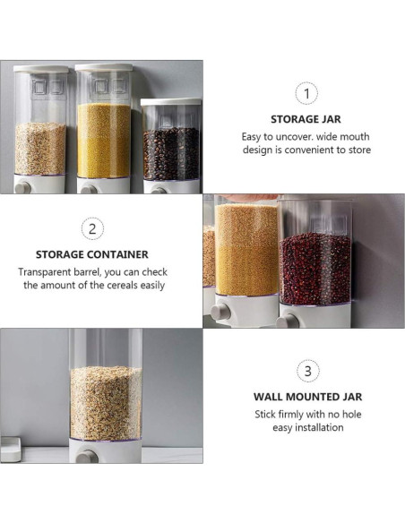 Dispensador de arroz Kichvoe 1L montado en la pared