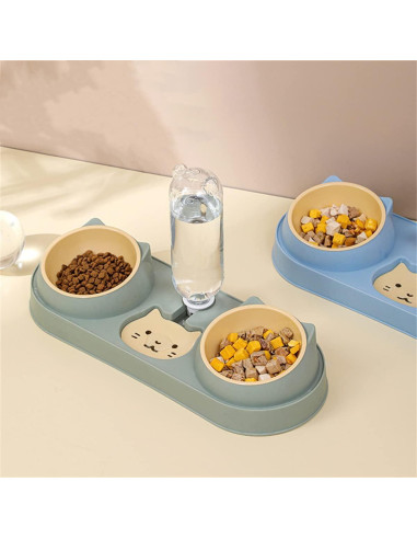 Tazones Triples para Gatos Mltao con Dispensador de Agua