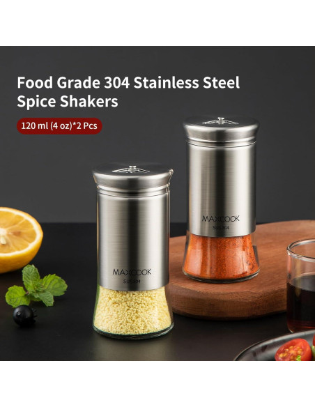 Juego de Saleros y Pimenteros MAXCOOK 120 ml Acero Inoxidable