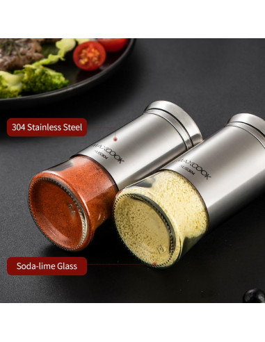 Juego de Saleros y Pimenteros MAXCOOK 120 ml Acero Inoxidable
