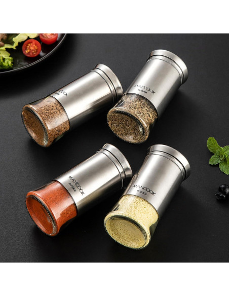 Juego de Saleros y Pimenteros MAXCOOK 120 ml Acero Inoxidable