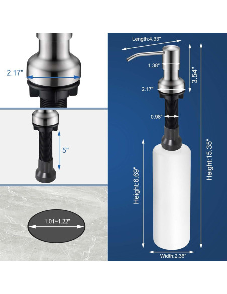 Dispensador de Jabón SonTiy Acero Inoxidable 17 oz 119 cm