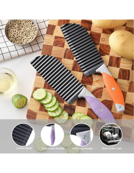 Cuchillo Cortador de Ondas JJOO 2 PCS Acero Inoxidable 15.75 cm