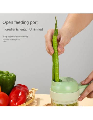 Cortador de Alimentos Eléctrico Exsussa 4 en 1 Verde