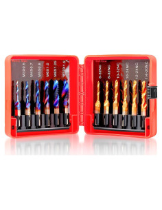 Juego de 12 Brocas y Machos ColumPRO Titanio 3-en-1 6.35 mm